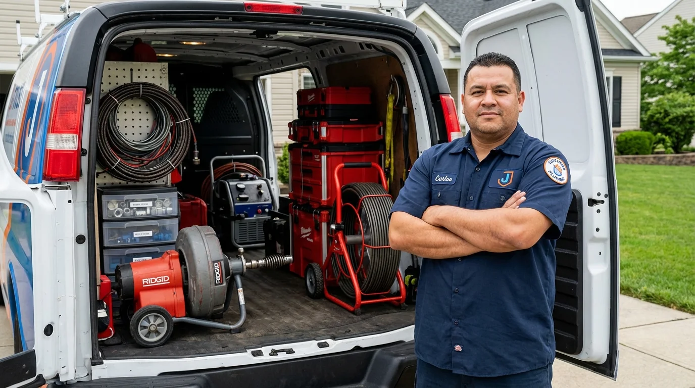 Professional drain cleaning equipment and Johns Plumbing LLC plumber in Upper Sandusky
