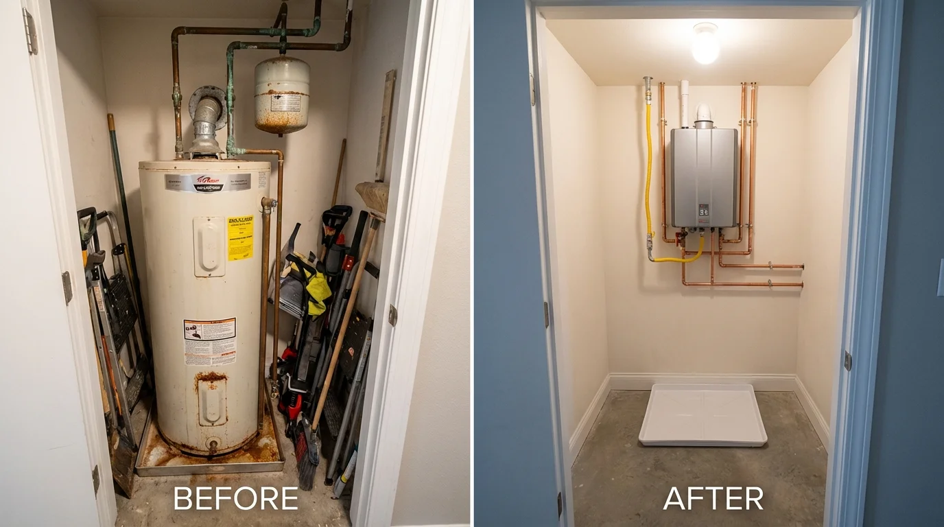 Tank water heater versus wall-mounted tankless unit comparison for Upper Sandusky, OH homeowners